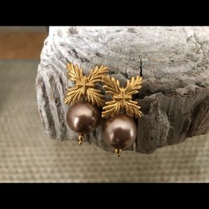 Julie Vos gold post earrings with bronze pearls